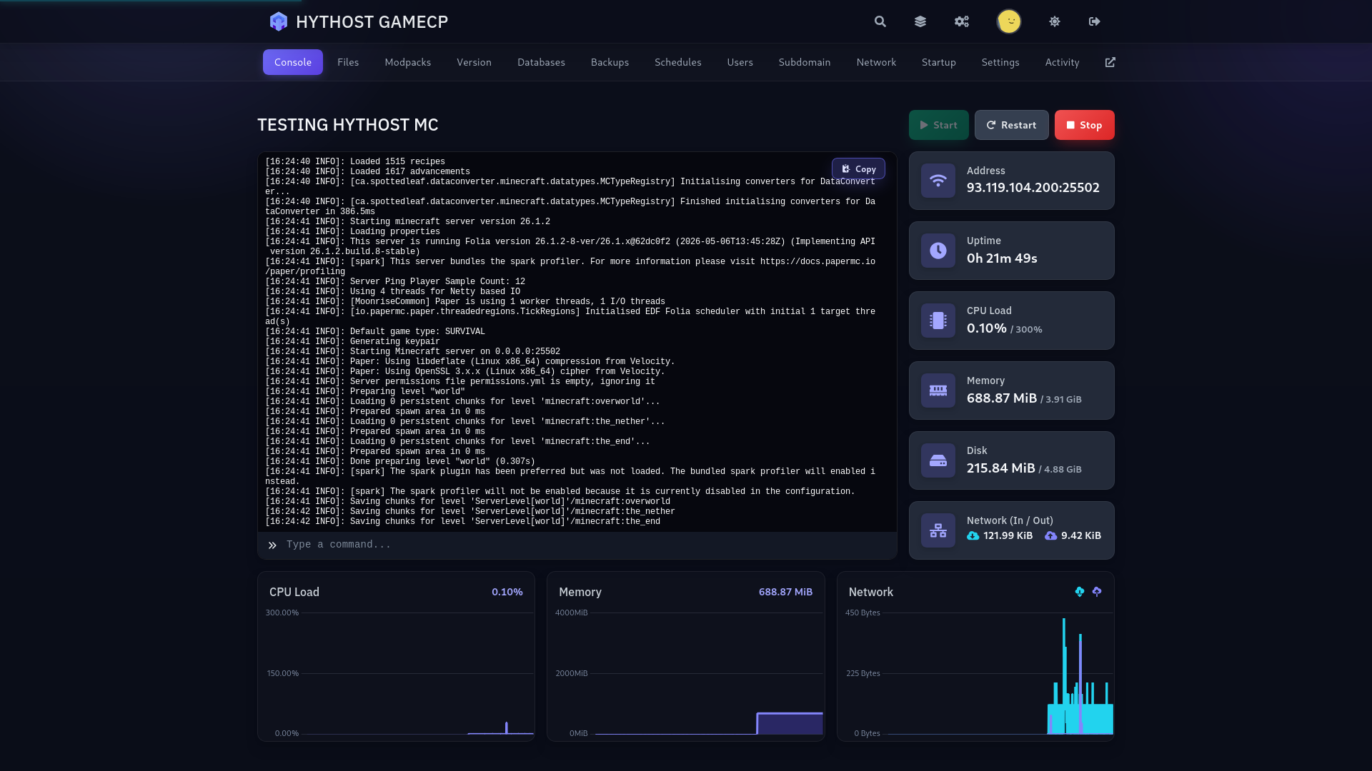 Live console